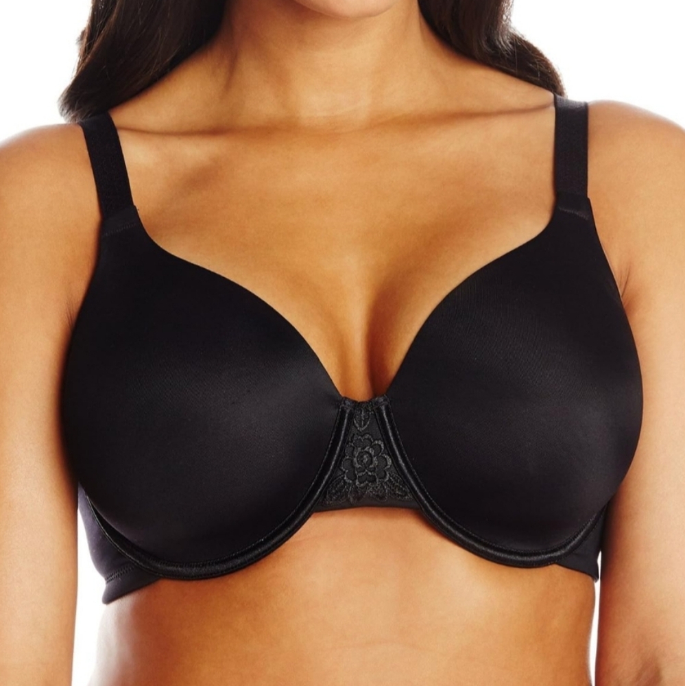 Vanity Fair Black Satin Beauty Back Smoothing Lightly Lined Underwire Bra, 42C